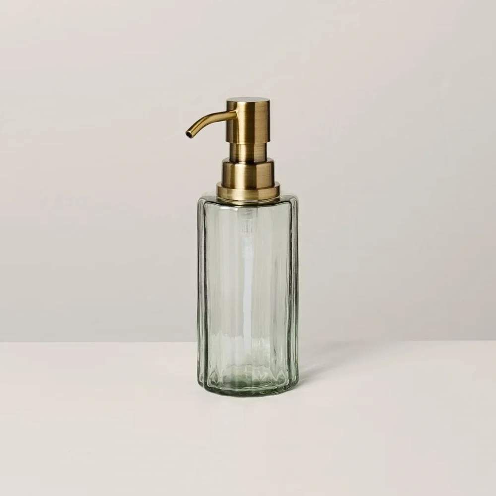 Fluted Glass Bathroom Soap Pump Light Green - Hearth & Hand™ with Magnolia